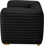 Ravish Contemporary Chair with Deep Channel Tufting and Gold & Chrome Legs for Modern Living Spaces