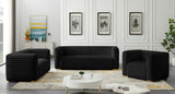 Ravish Velvet Loveseat - Modern Elegance with Deep Channel Tufting & Stylish Gold or Chrome Legs