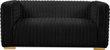 Ravish Velvet Loveseat - Modern Elegance with Deep Channel Tufting & Stylish Gold or Chrome Legs