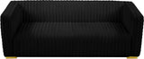 Ravish Velvet Sofa - Elegant Contemporary Design with Deep Channel Tufting & Stylish Metal Legs