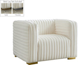 Ravish Contemporary Chair with Deep Channel Tufting and Gold & Chrome Legs for Modern Living Spaces