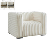 Ravish Contemporary Chair with Deep Channel Tufting and Gold & Chrome Legs for Modern Living Spaces