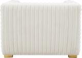 Ravish Contemporary Chair with Deep Channel Tufting and Gold & Chrome Legs for Modern Living Spaces