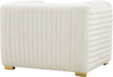 Ravish Contemporary Chair with Deep Channel Tufting and Gold & Chrome Legs for Modern Living Spaces