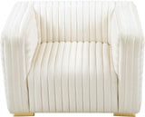 Ravish Contemporary Chair with Deep Channel Tufting and Gold & Chrome Legs for Modern Living Spaces