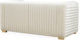 Ravish Velvet Loveseat - Modern Elegance with Deep Channel Tufting & Stylish Gold or Chrome Legs