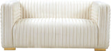 Ravish Velvet Loveseat - Modern Elegance with Deep Channel Tufting & Stylish Gold or Chrome Legs