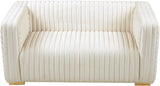 Ravish Velvet Loveseat - Modern Elegance with Deep Channel Tufting & Stylish Gold or Chrome Legs