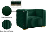 Ravish Contemporary Chair with Deep Channel Tufting and Gold & Chrome Legs for Modern Living Spaces