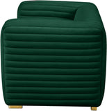 Ravish Contemporary Chair with Deep Channel Tufting and Gold & Chrome Legs for Modern Living Spaces