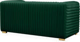 Ravish Velvet Loveseat - Modern Elegance with Deep Channel Tufting & Stylish Gold or Chrome Legs
