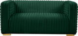 Ravish Velvet Loveseat - Modern Elegance with Deep Channel Tufting & Stylish Gold or Chrome Legs