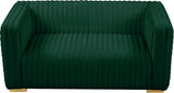 Ravish Velvet Loveseat - Modern Elegance with Deep Channel Tufting & Stylish Gold or Chrome Legs