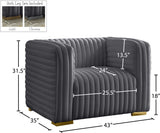Ravish Contemporary Chair with Deep Channel Tufting and Gold & Chrome Legs for Modern Living Spaces