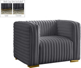 Ravish Contemporary Chair with Deep Channel Tufting and Gold & Chrome Legs for Modern Living Spaces