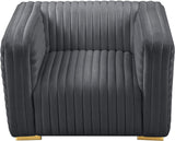 Ravish Contemporary Chair with Deep Channel Tufting and Gold & Chrome Legs for Modern Living Spaces