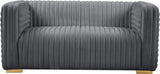 Ravish Velvet Loveseat - Modern Elegance with Deep Channel Tufting & Stylish Gold or Chrome Legs