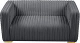 Ravish Velvet Loveseat - Modern Elegance with Deep Channel Tufting & Stylish Gold or Chrome Legs