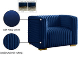 Ravish Contemporary Chair with Deep Channel Tufting and Gold & Chrome Legs for Modern Living Spaces