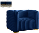 Ravish Contemporary Chair with Deep Channel Tufting and Gold & Chrome Legs for Modern Living Spaces
