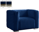 Ravish Contemporary Chair with Deep Channel Tufting and Gold & Chrome Legs for Modern Living Spaces