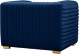 Ravish Contemporary Chair with Deep Channel Tufting and Gold & Chrome Legs for Modern Living Spaces