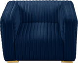 Ravish Contemporary Chair with Deep Channel Tufting and Gold & Chrome Legs for Modern Living Spaces