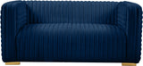 Ravish Velvet Loveseat - Modern Elegance with Deep Channel Tufting & Stylish Gold or Chrome Legs