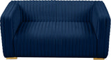 Ravish Velvet Loveseat - Modern Elegance with Deep Channel Tufting & Stylish Gold or Chrome Legs