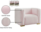 Ravish Contemporary Chair with Deep Channel Tufting and Gold & Chrome Legs for Modern Living Spaces