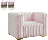 Ravish Contemporary Chair with Deep Channel Tufting and Gold & Chrome Legs for Modern Living Spaces