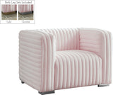Ravish Contemporary Chair with Deep Channel Tufting and Gold & Chrome Legs for Modern Living Spaces