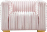 Ravish Contemporary Chair with Deep Channel Tufting and Gold & Chrome Legs for Modern Living Spaces