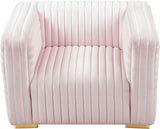 Ravish Contemporary Chair with Deep Channel Tufting and Gold & Chrome Legs for Modern Living Spaces