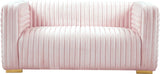 Ravish Velvet Loveseat - Modern Elegance with Deep Channel Tufting & Stylish Gold or Chrome Legs