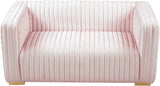 Ravish Velvet Loveseat - Modern Elegance with Deep Channel Tufting & Stylish Gold or Chrome Legs