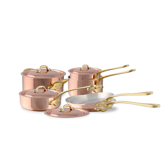 Mauviel M'Heritage M'150 B 10-Piece Copper Cookware Set With Brass Handles