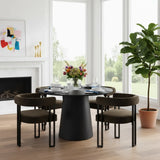 Dwen & Mia 46" Round Black & Velvet Dining Table Set for 4 (5-Piece)