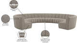 Infinity Boucle Fabric Soft Contemporary 10pc Modular Sectional with Deep Channel Tufting Design