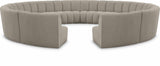 Infinity Boucle Fabric 12pc Modular Sectional Sofa with Deep Channel Tufting for Modern Living