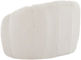 Elijah Contemporary Boucle Fabric Chair with Deep Channel Tufting and Accent Pillow for Comfort