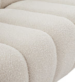 Elijah Contemporary Boucle Fabric Chair with Deep Channel Tufting and Accent Pillow for Comfort