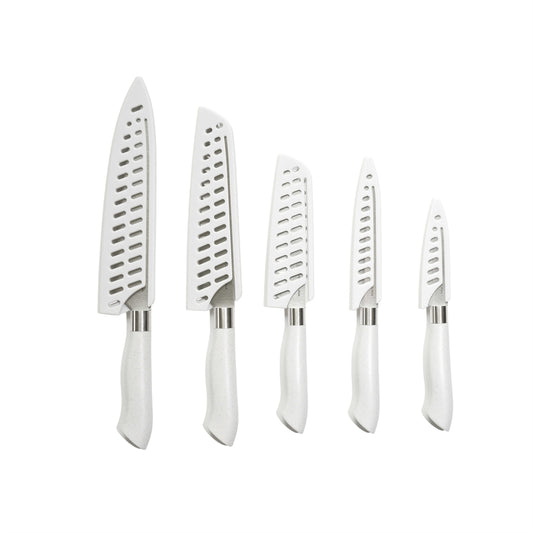 EcoCut 10 Piece Kitchen Knife Set With Blade Guards, Grey