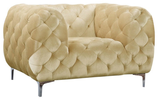 Mercer Elegant Contemporary Velvet Chair with Plush Comfort, Chrome Legs, and Modern Design