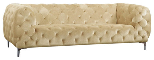 Mercer Plush Contemporary Sofa - Elegant Velvet Design with Modern Tufting and Chrome Legs for Style