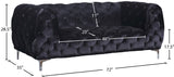Mercer Contemporary Loveseat – Elegant Velvet Seating with Modern Design and Chrome Accents for Style