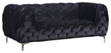 Mercer Contemporary Loveseat – Elegant Velvet Seating with Modern Design and Chrome Accents for Style