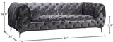 Mercer Plush Contemporary Sofa - Elegant Velvet Design with Modern Tufting and Chrome Legs for Style