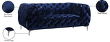 Mercer Contemporary Loveseat – Elegant Velvet Seating with Modern Design and Chrome Accents for Style