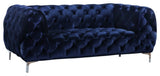 Mercer Contemporary Loveseat – Elegant Velvet Seating with Modern Design and Chrome Accents for Style
